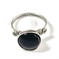 Ossidiana nera - anello regolabile laccato in argento