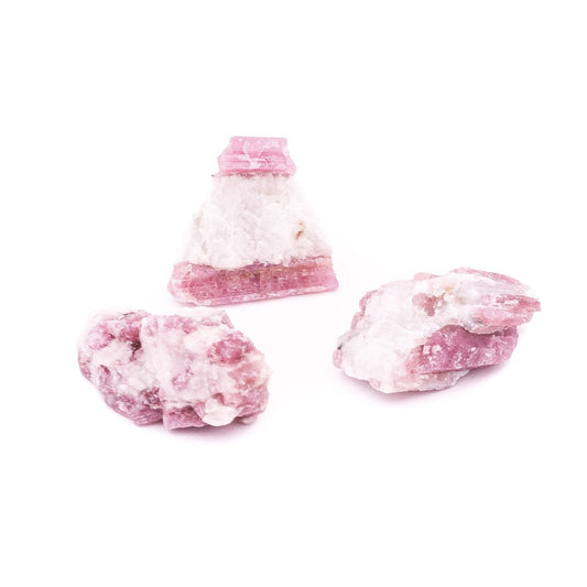 Tenetpietre Pietre grezze Tormalina rosa su calcite bianca